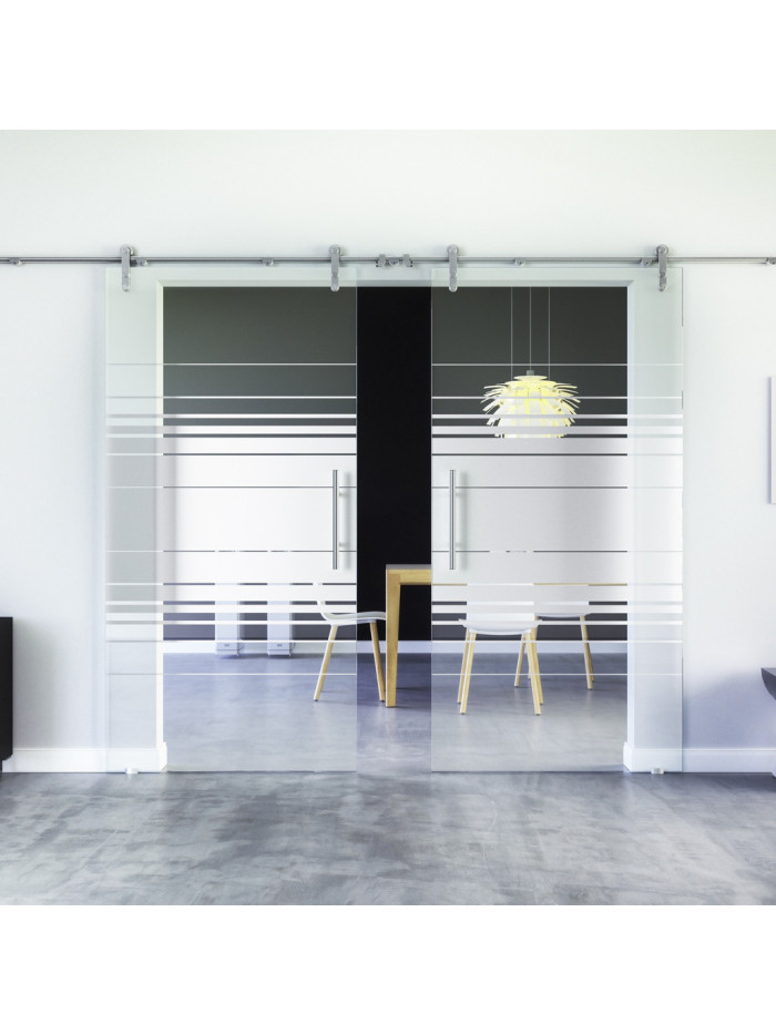 Glasschiebetüren Design Hamburg (H) Sadora-Beschlag VA  Komplettset Edelstahl Zwei Scheiben