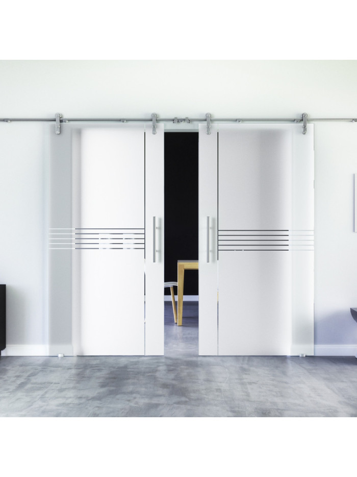 Glasschiebetüren Design Ingolstadt (I) Sadora-Beschlag VA  Komplettset Edelstahl Zwei Scheiben