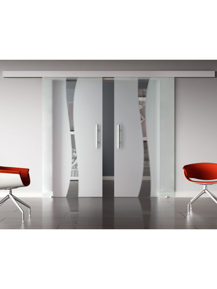 Glasschiebetüren Design Berlin (B) SlimLine-Beschlag Komplettset, Optional: SoftClose