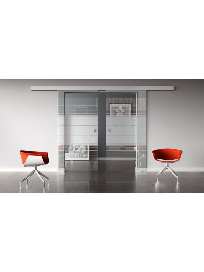 Glasschiebetüren Design Hamburg (H) SlimLine-Beschlag Komplettset, Optional: SoftClose